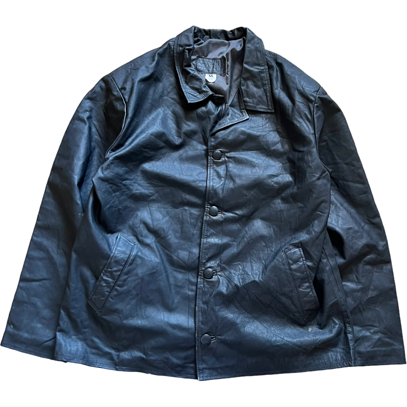 XL) Black Leather Jacket | VINTAGE BY THRFT STORE