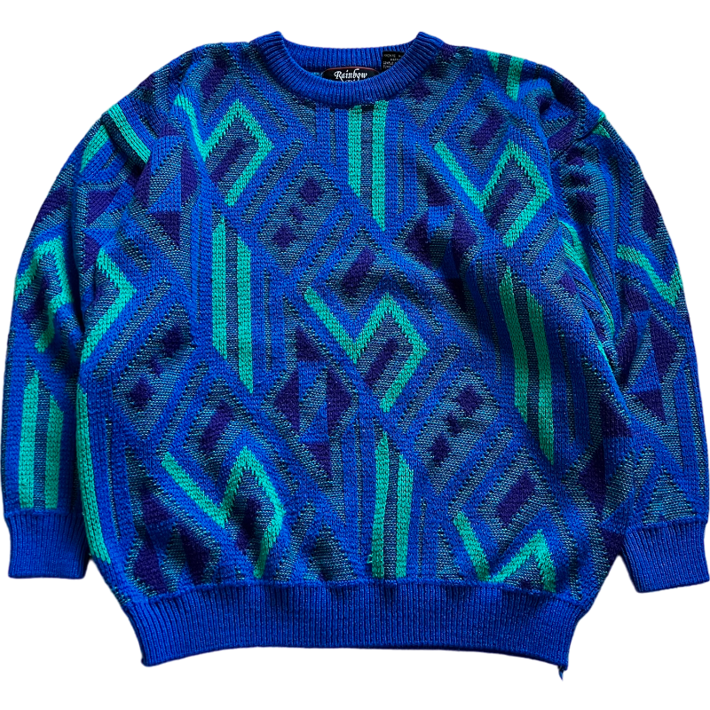 L) Blue Knit Sweater | VINTAGE BY THRFT STORE